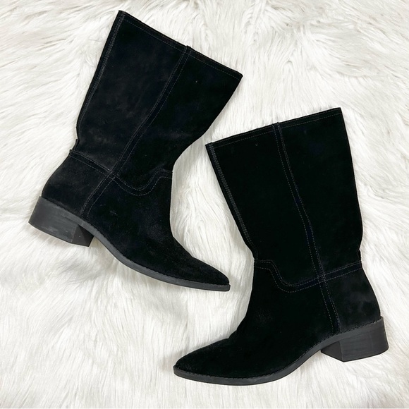 Lucky Brand Shoes - Lucky Brand Lefara Pointed Toe Black Suede Leather Western Women's Boots 6.5